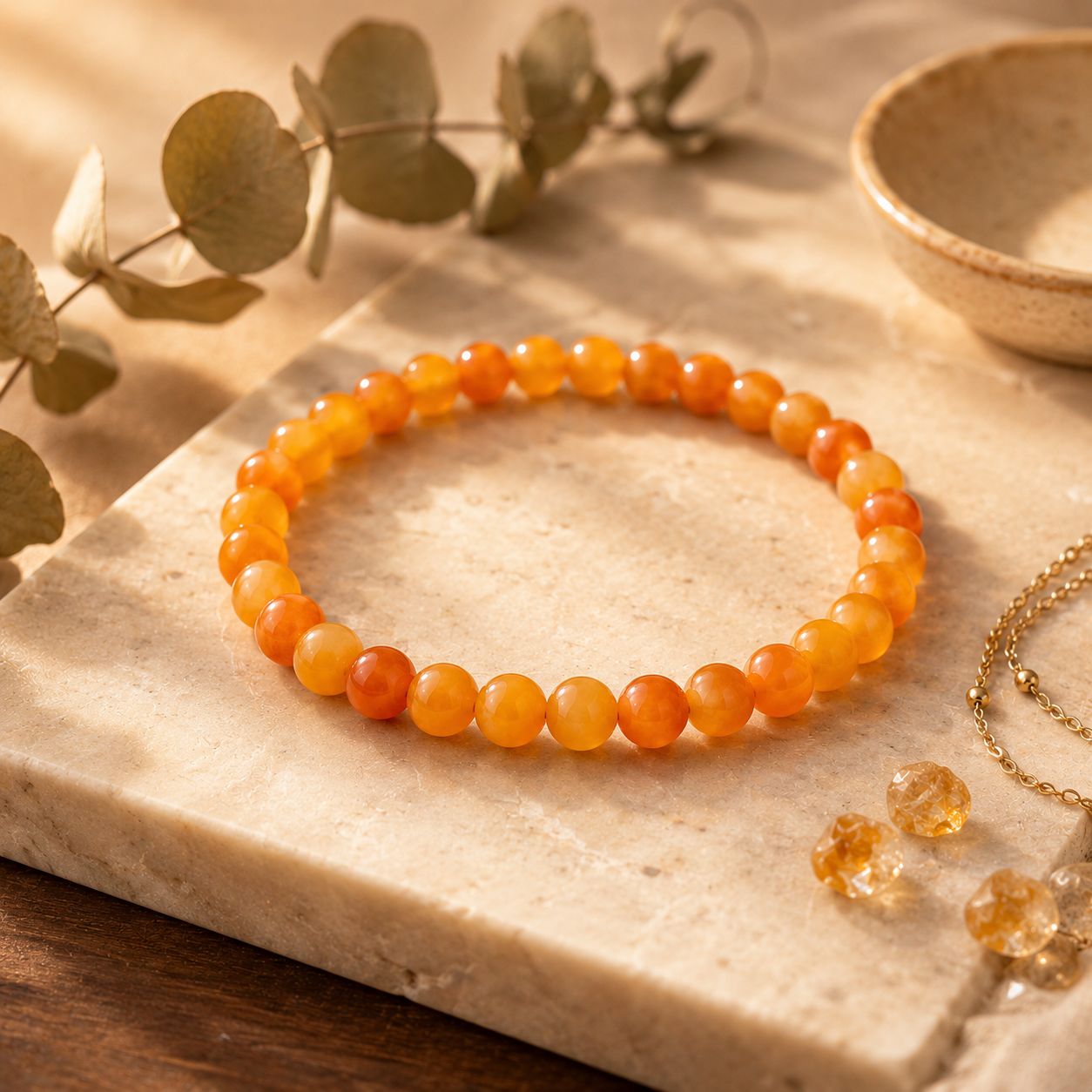 Bracelet en Cornaline naturelle — bijou de créativité et vitalité