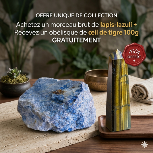 Lapis Lazuli brut et Œil de Tigre 100g offert — offre exclusive Pierres Énergétiques