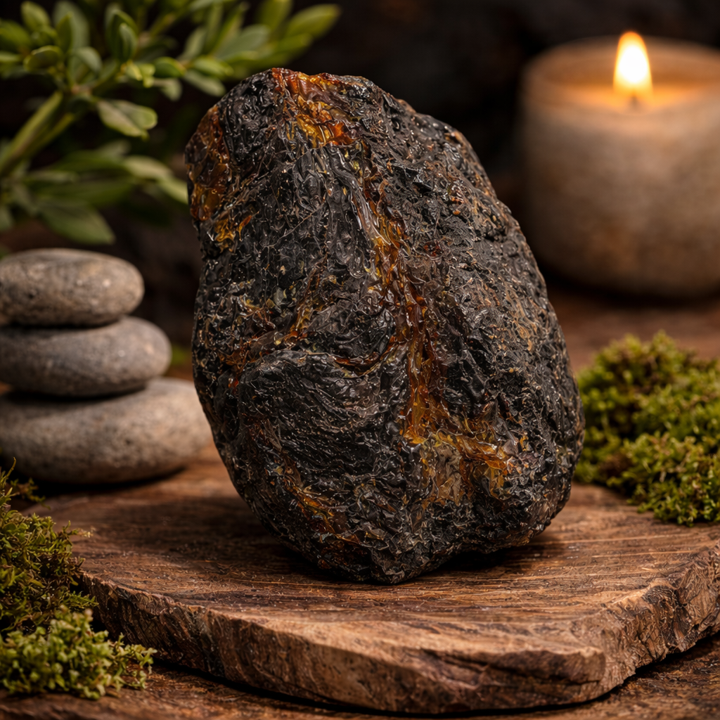 Pierre d'Ambre naturelle brute 105g — résine végétale fossile aux teintes dorées chaleureuses pour la lithothérapie