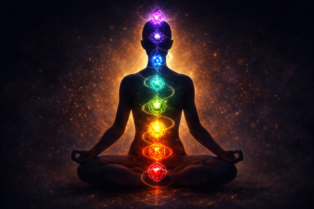 Les 7 chakras alignés avec leurs pierres naturelles correspondantes en lithothérapie
