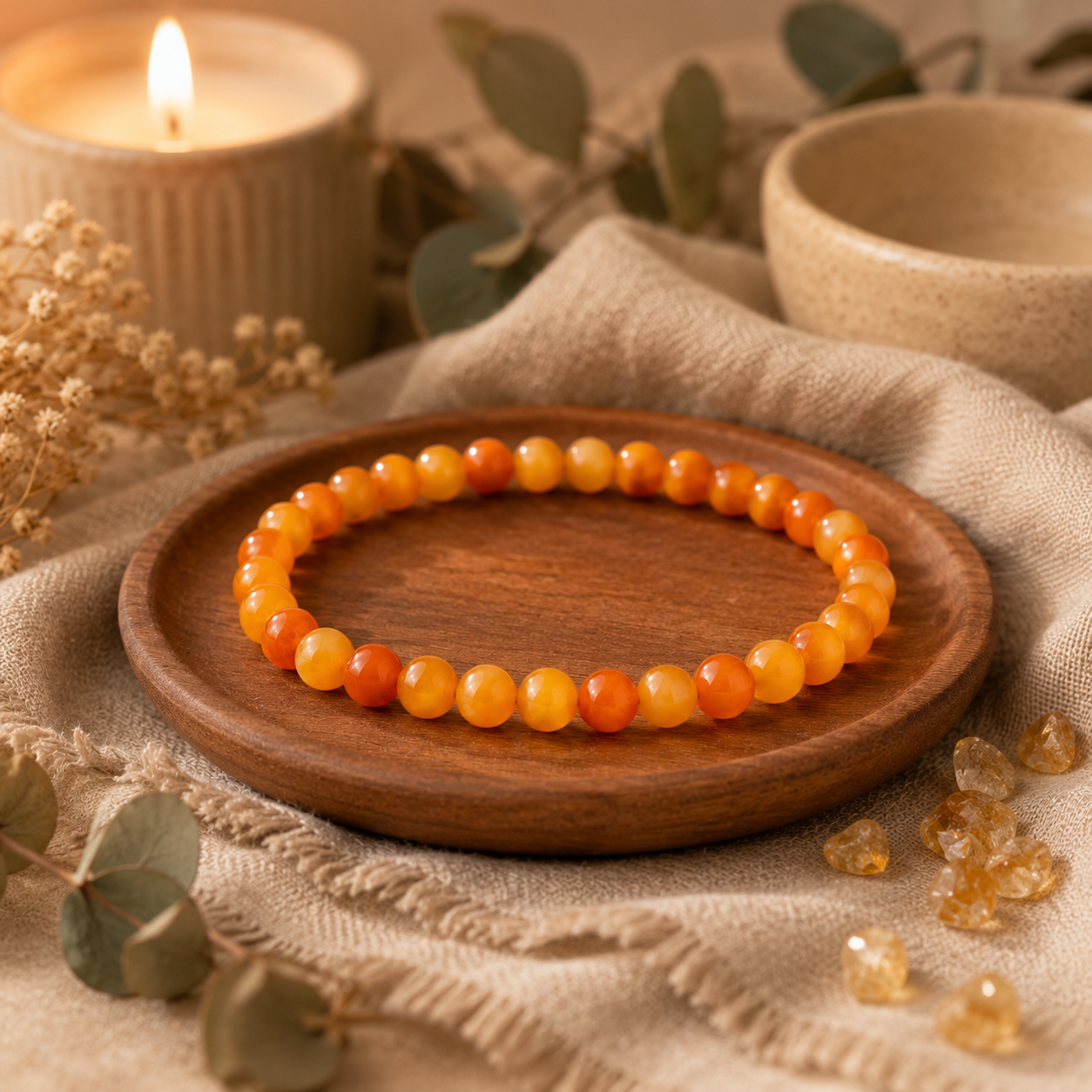Bracelet Cornaline 25g — présentation des perles en lithothérapie