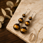 Boucles d'oreilles en Œil de Tigre naturel — bijou de courage et de confiance