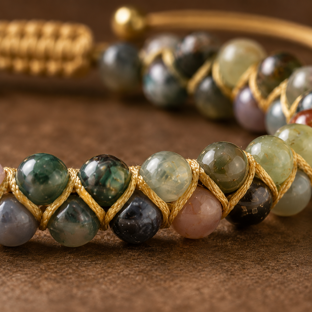 Bracelet Agate Indienne 6g — présentation des perles naturelles