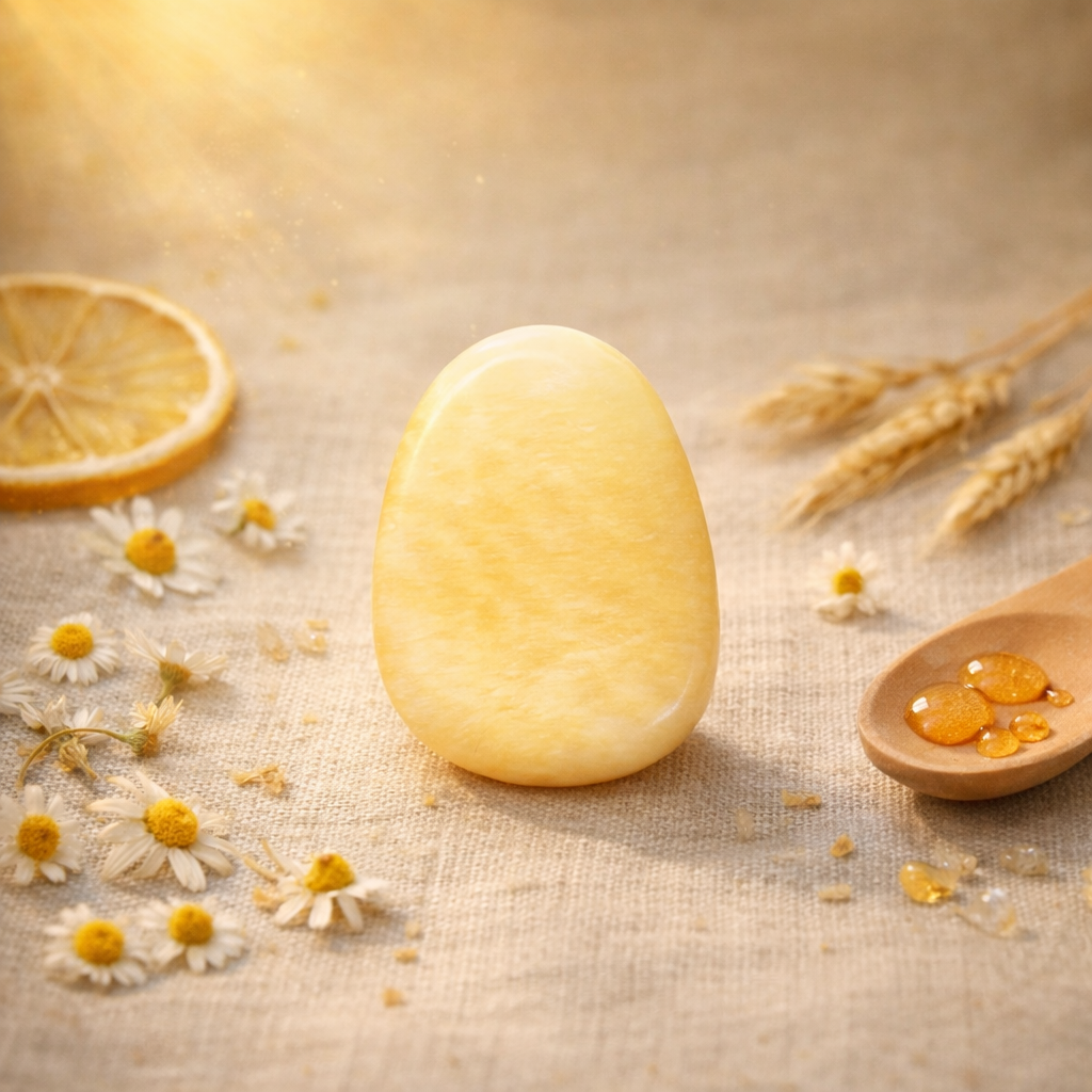 Calcite Jaune pierre pouce 25g de couleur jaune citron — pierre de clarté mentale et d'optimisme en lithothérapie