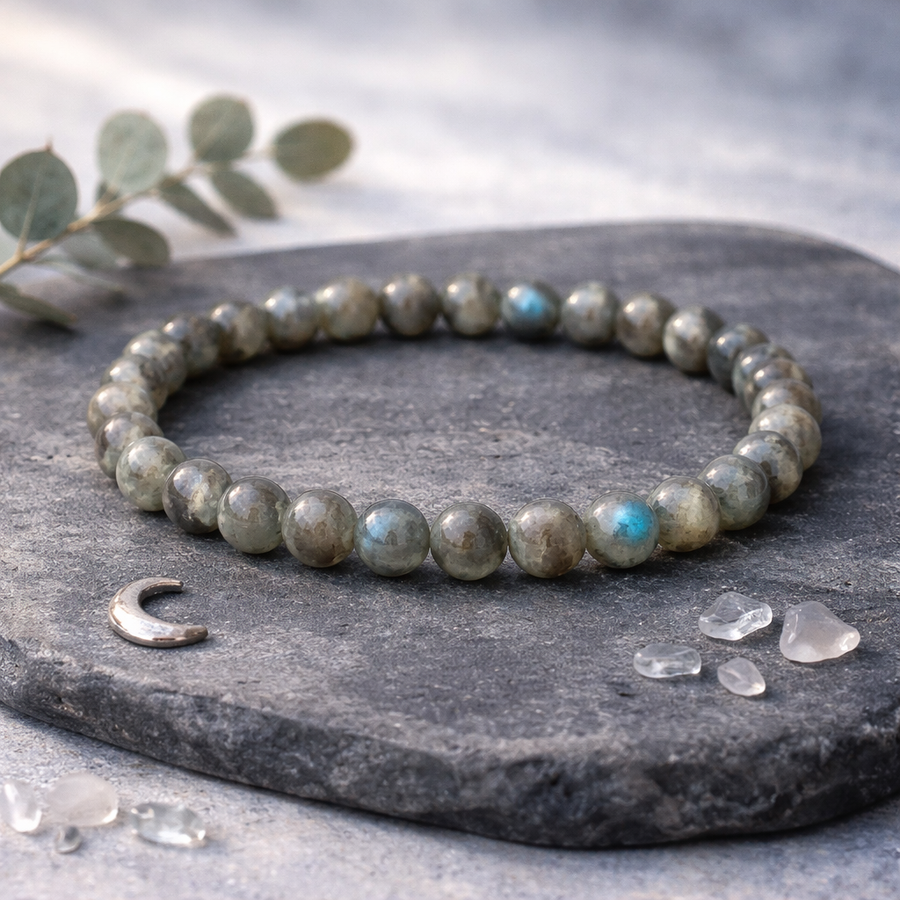 Bracelet en Labradorite naturelle 25g aux reflets bleutés subtils