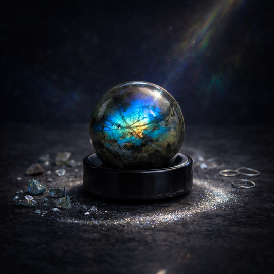 Sphère de Labradorite naturelle 55g aux reflets bleu électrique et turquoise
