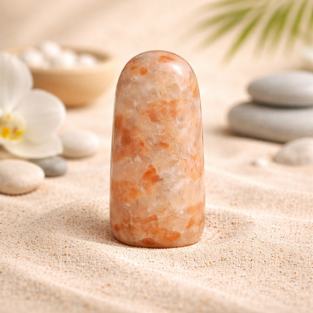 Pierre de Soleil naturelle polie 150g aux reflets dorés scintillants — pierre de joie et d'énergie solaire en lithothérapie