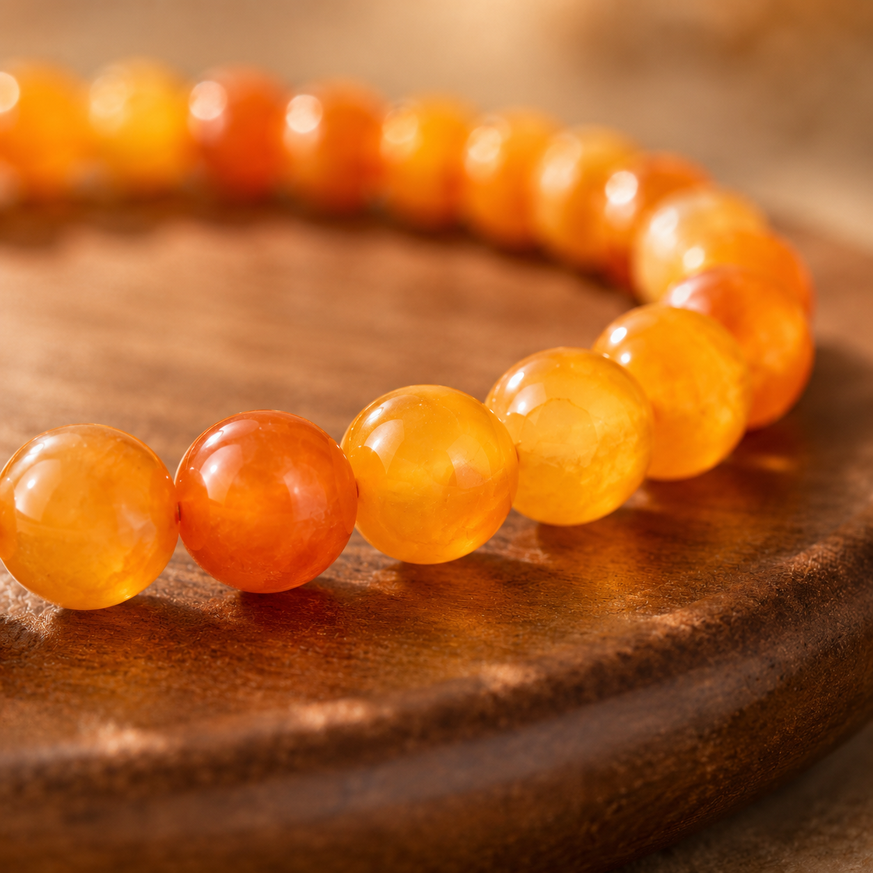 Bracelet Cornaline Pierres Énergétiques — détail des perles orangées